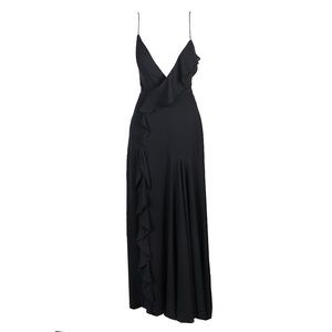 Fame and Partners Ruffle Black Gown